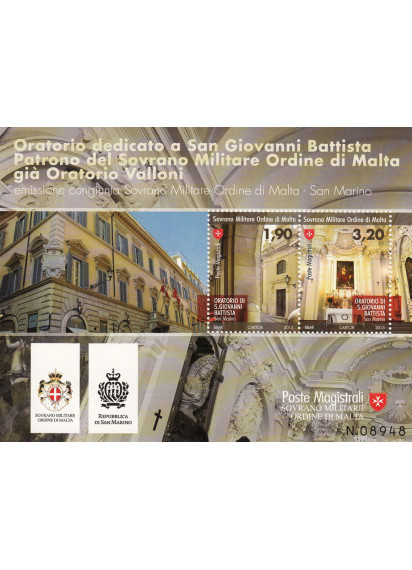 2013 Foglietto SMOM Oratorio dedicato a San Giovanni Battista emissione congiunta con San Marino 